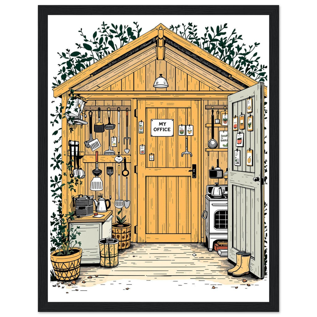 Allotment Shed Sanctuary — Framed Art Print | Wild Thread Co UK