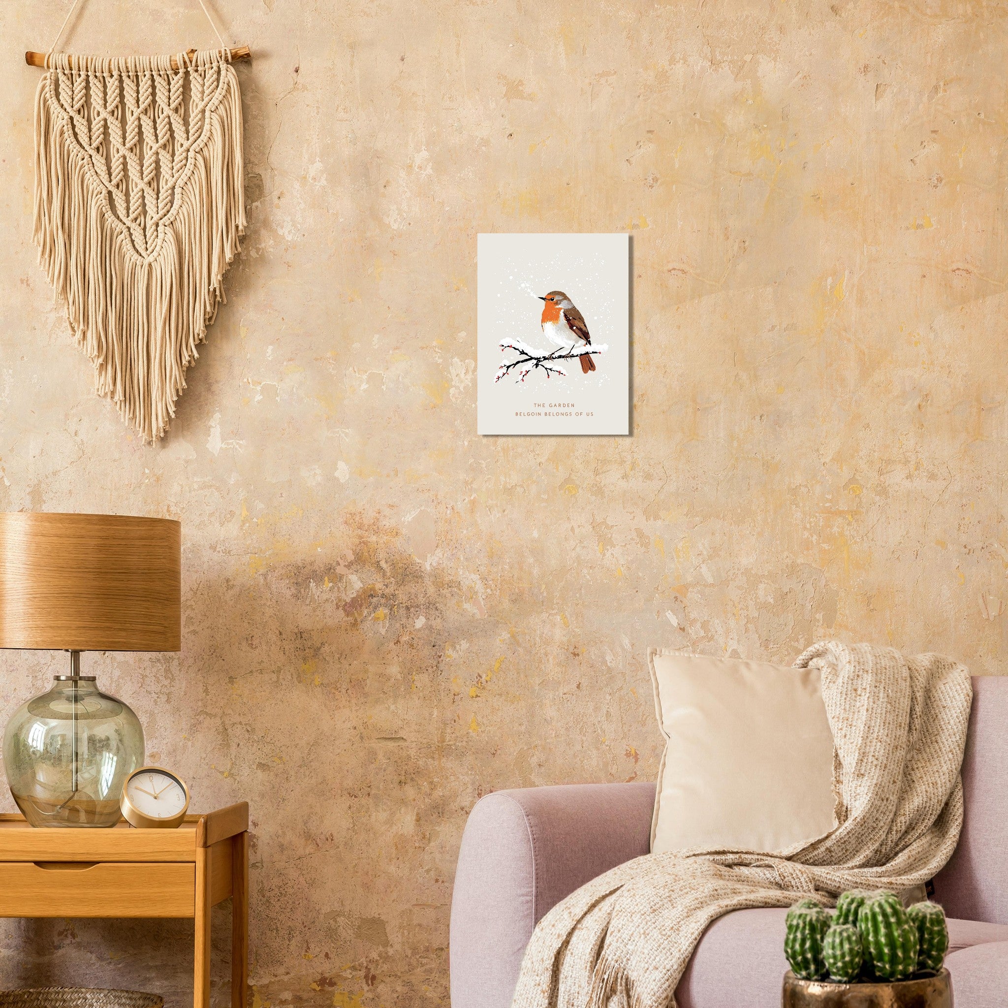 Winter Robin British Bird Art A1 Art Print Art Print — detail view | Wild Thread Co