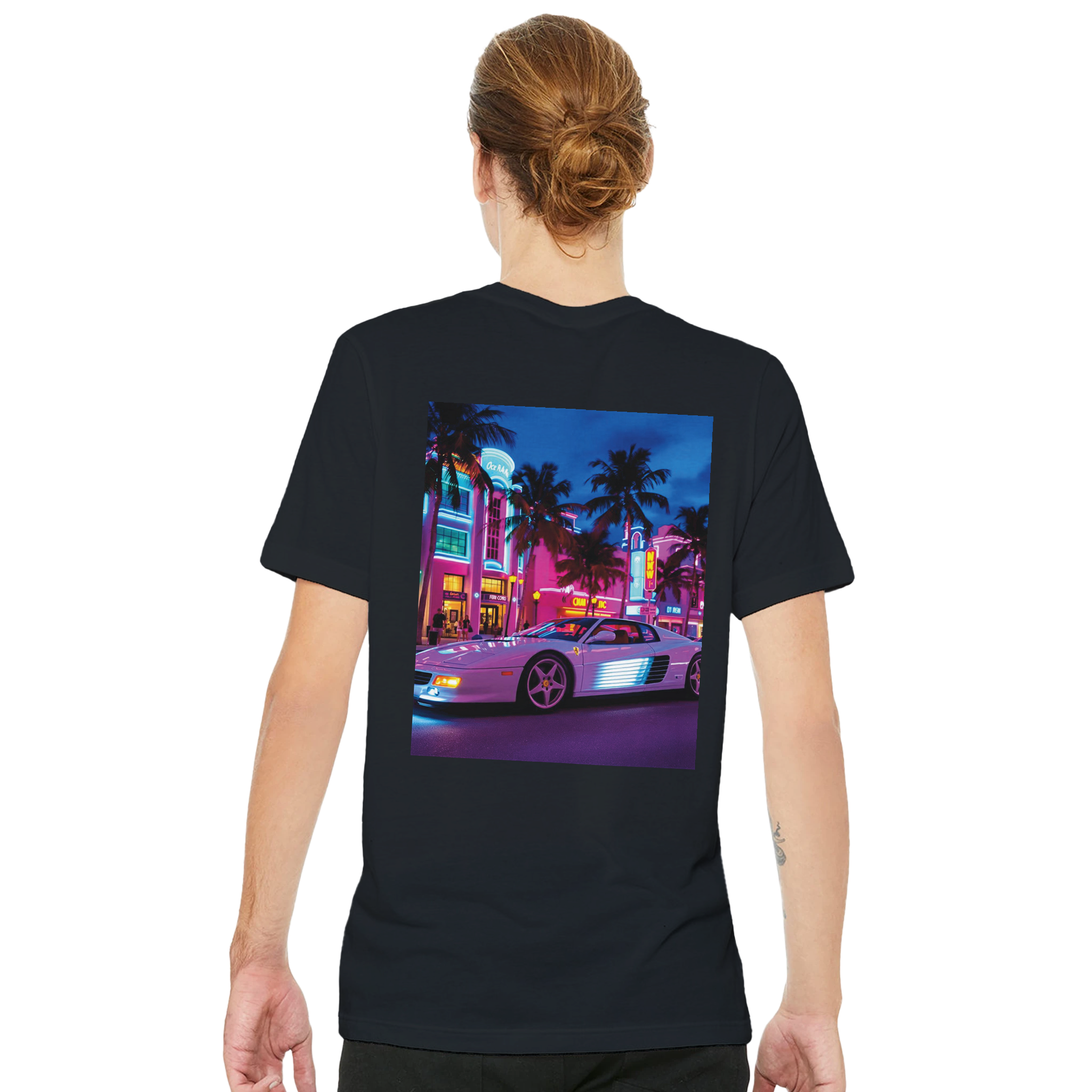 Ferrari Testarossa Miami T-Shirt — detail view | Wild Thread Co