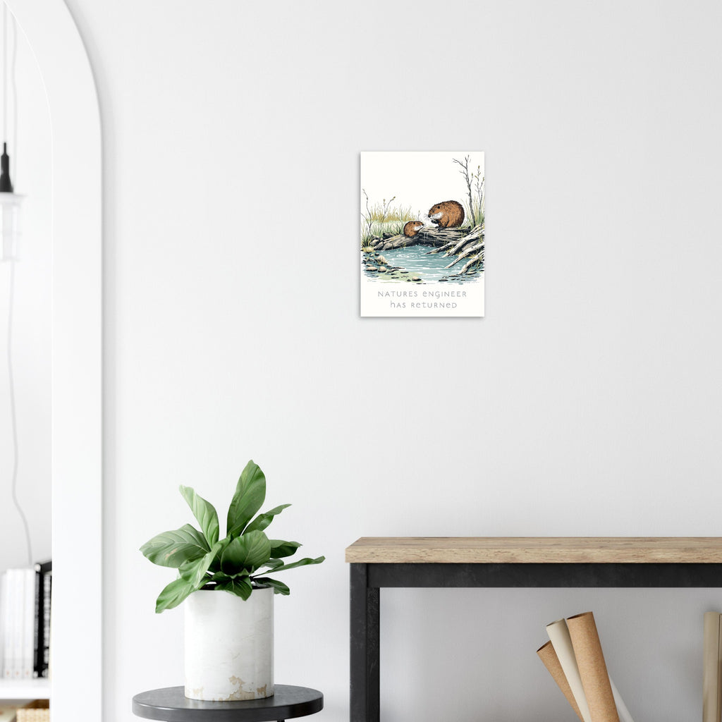 Beaver Rewilding Dam Builder A1 Nature's Engineer Conservation Art UK Art Print — detail view | Wild Thread Co