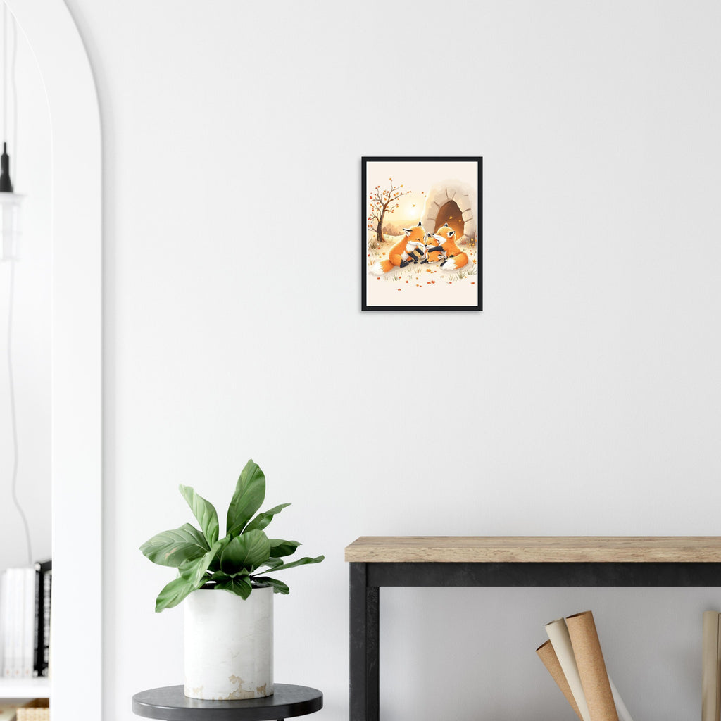 Fox Cubs Playing Framed Print Wall Art Ready to Hang UK — Framed Art Print | Wild Thread Co