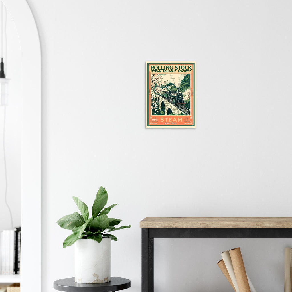 Rolling Stock Vintage Travel Poster Art Print — detail view | Wild Thread Co