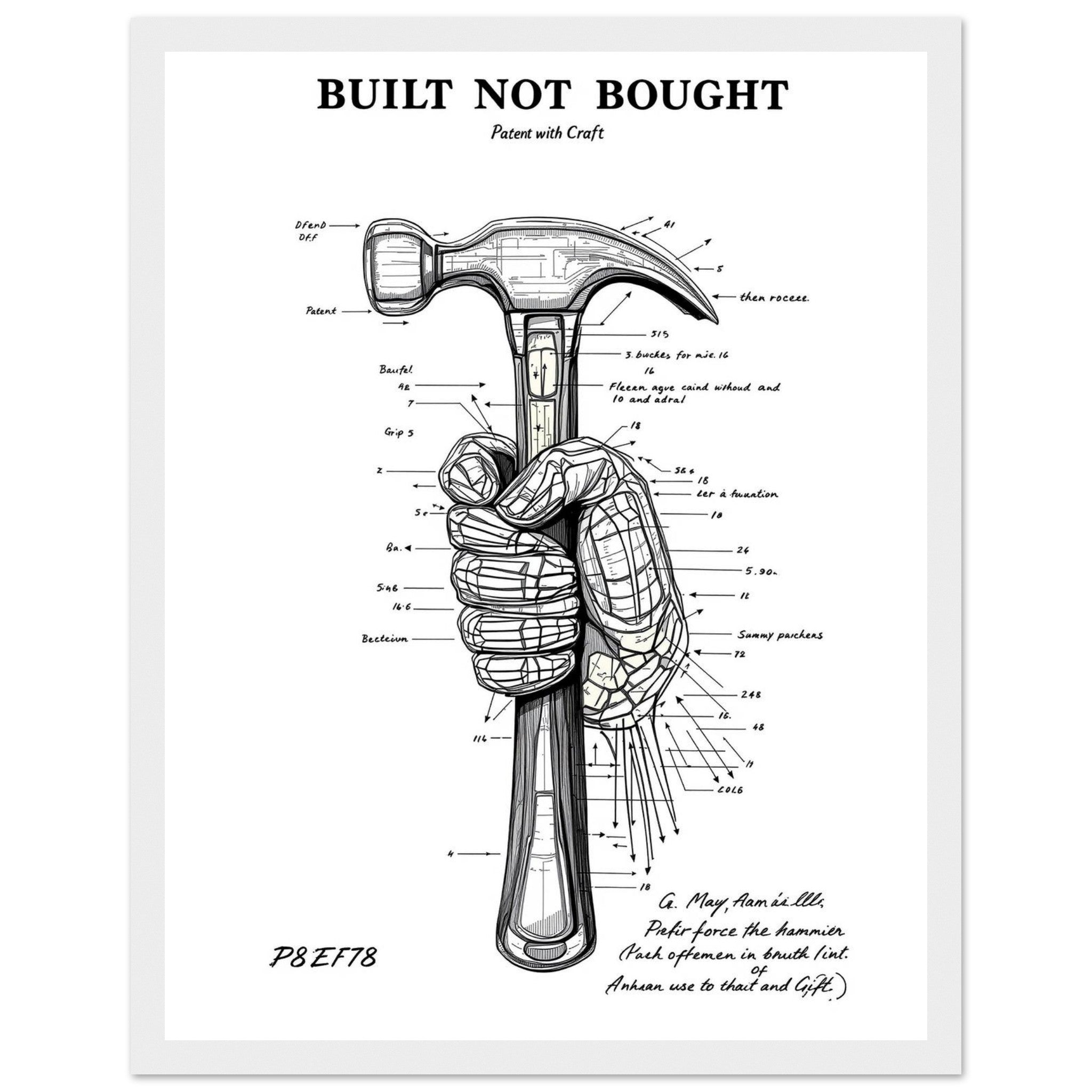 Tradesperson Built Not Bought Framed Print Wall Art Ready to Hang UK Framed Art Print — detail view | Wild Thread Co