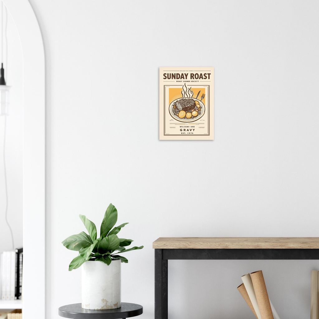 Sunday Roast Vintage Travel Poster Art Print — detail view | Wild Thread Co