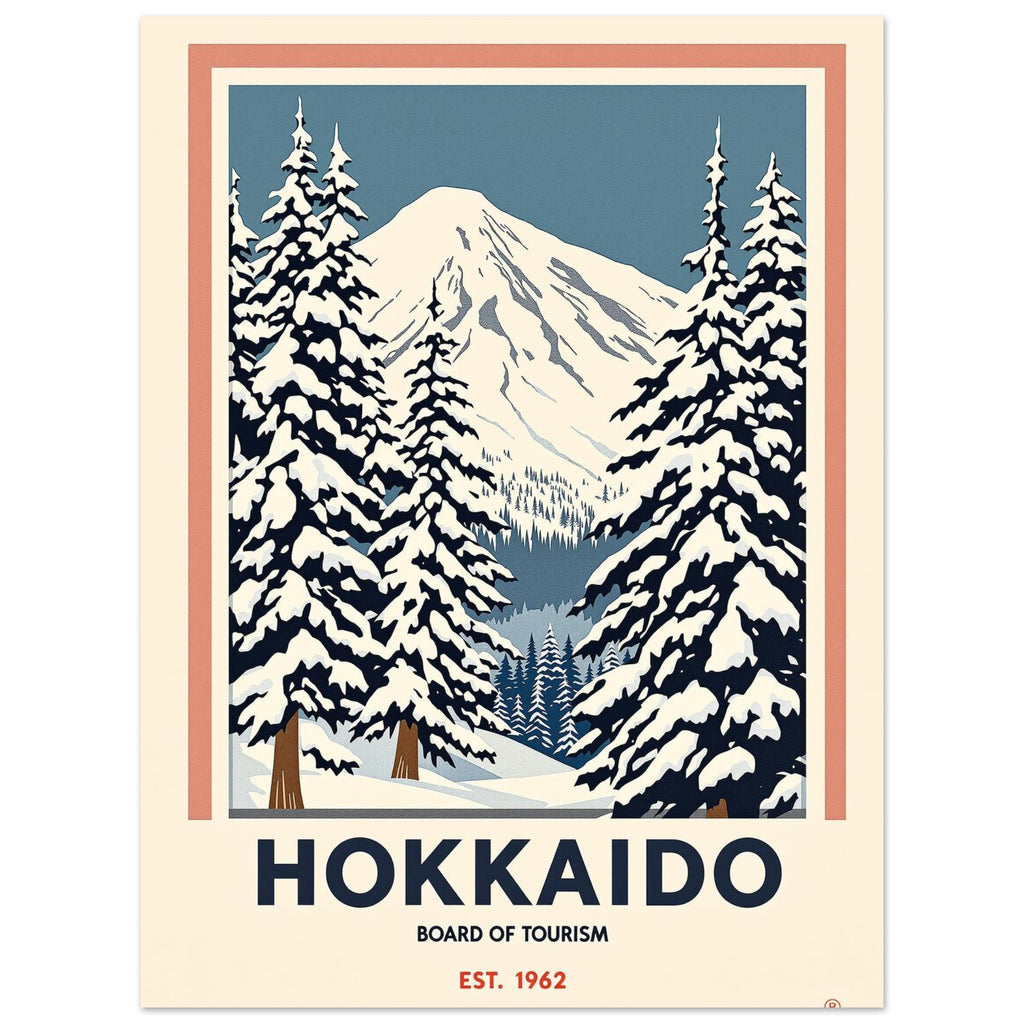Hokkaido Vintage Travel Poster Art Print — detail view | Wild Thread Co