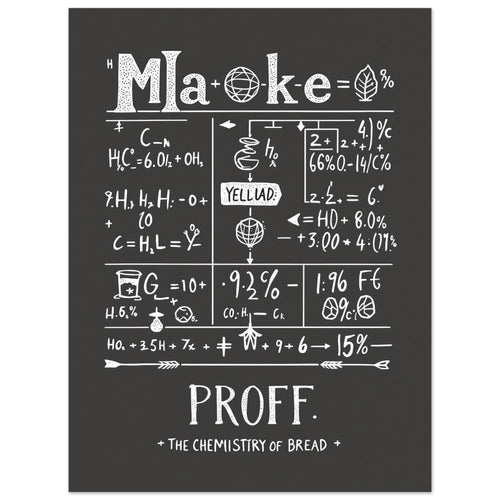 Baker Gift Uk Chemistry Bread Formula Baking Shirt Sourdough Art Print Poster Wa — Art Print | Wild Thread Co