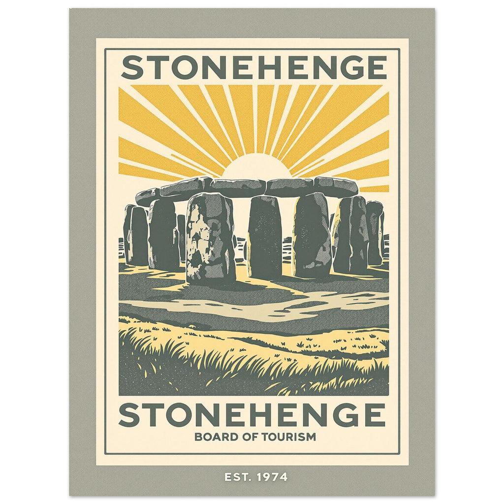 Stonehenge Vintage Travel Poster Art Print — detail view | Wild Thread Co