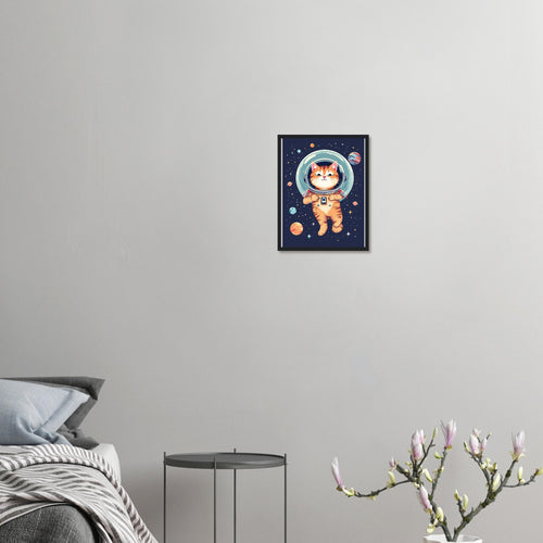 Cat Astronaut Framed Print Wall Art Ready to Hang UK — Framed Art Print | Wild Thread Co