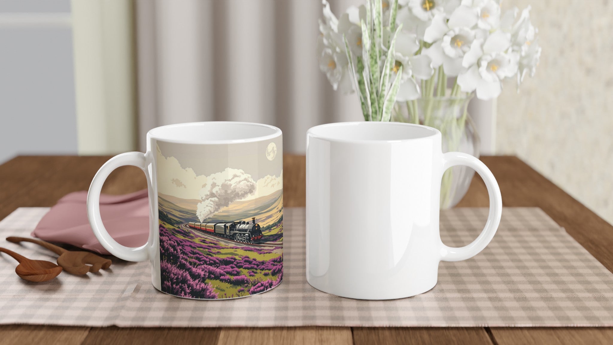 North Yorkshire Moors Steam Railway Mug — detail view | Wild Thread Co