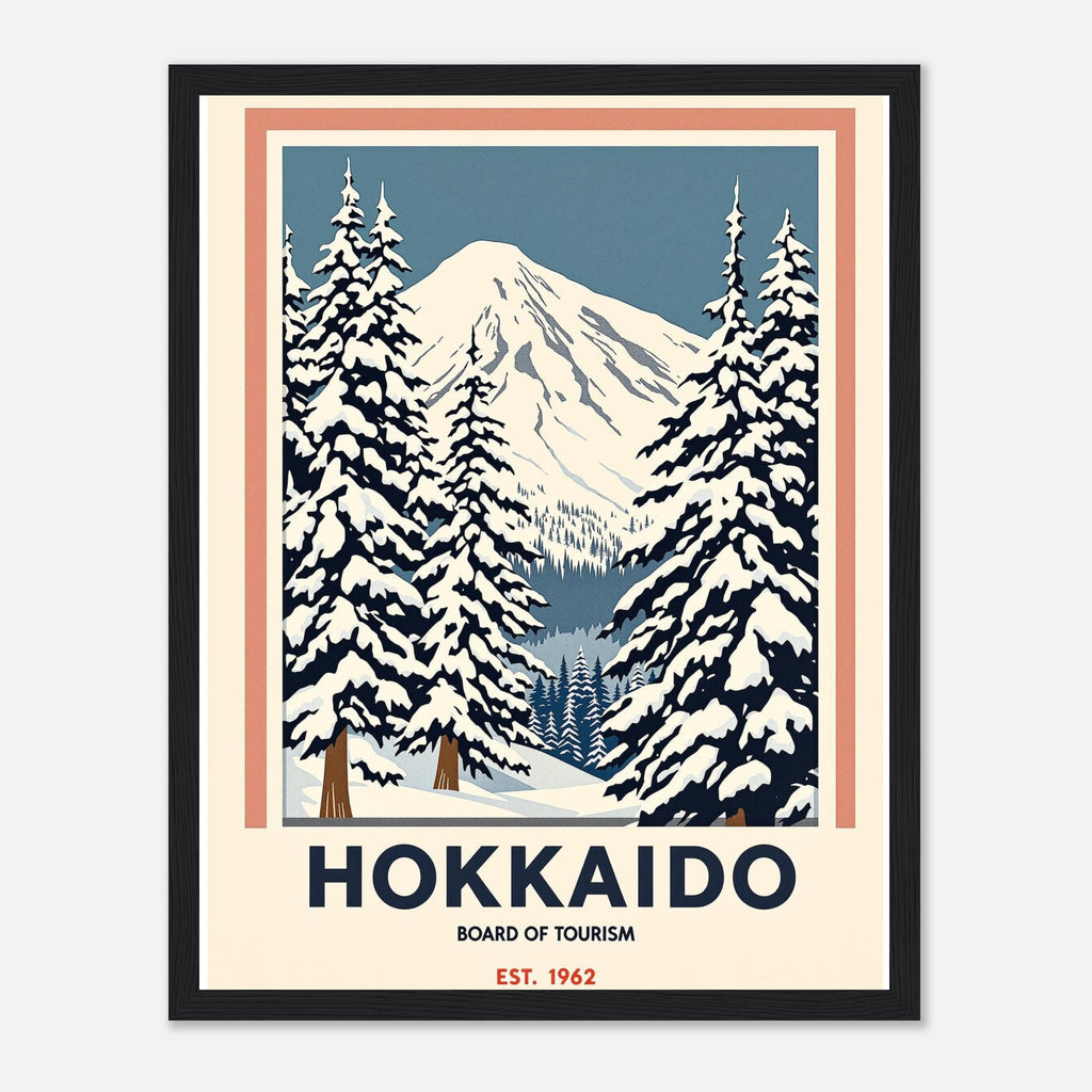 Hokkaido Vintage Travel Poster Framed Art Print — detail view | Wild Thread Co