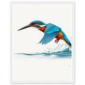 Kingfisher Dive Framed Print Wall Art Ready to Hang UK Framed Art Print — detail view | Wild Thread Co
