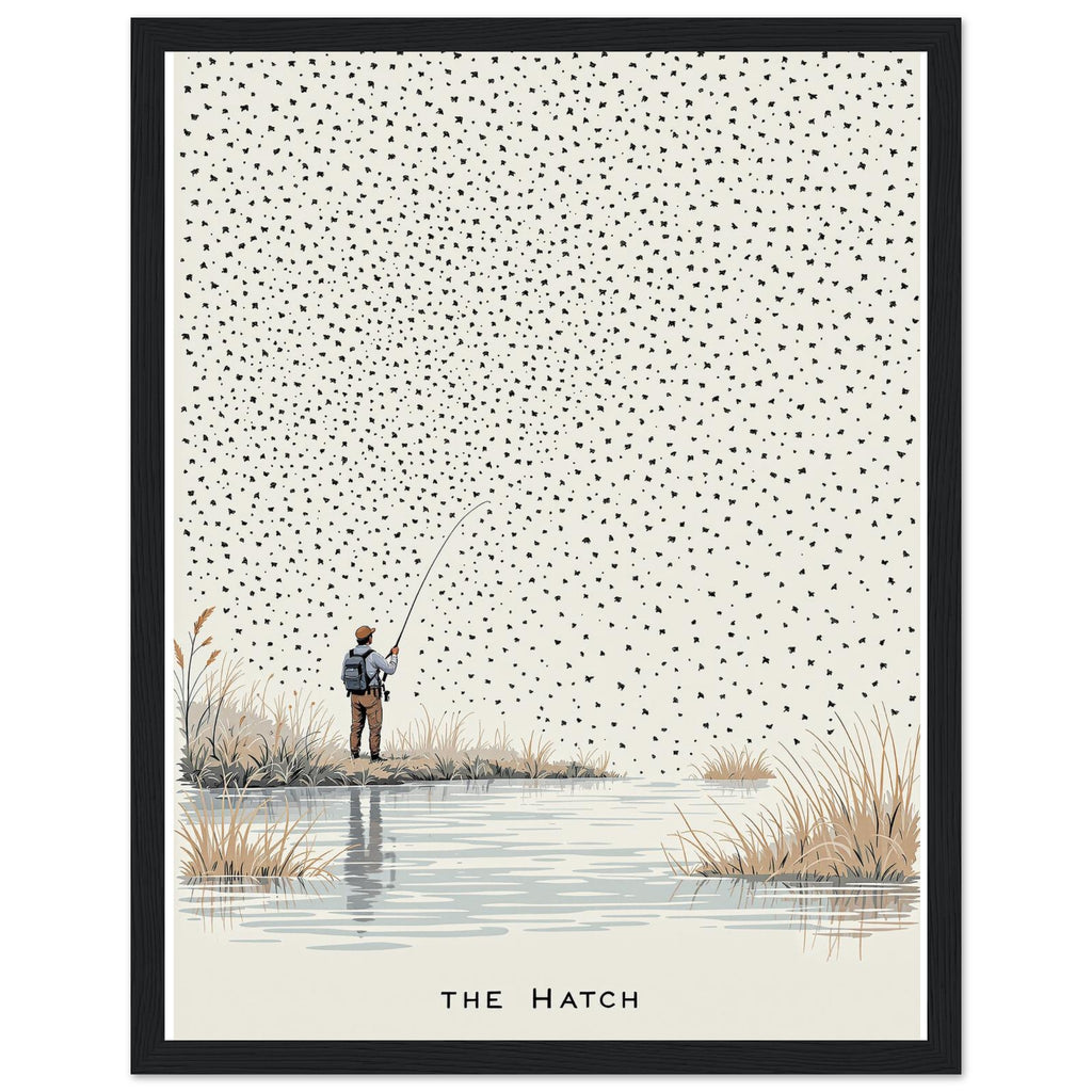 Chalk Stream Trout Rising Mayfly Framed Print Wall Art Ready to Hang Framed Art Print — detail view | Wild Thread Co