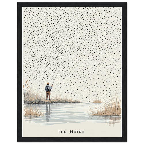 Chalk Stream Trout Rising Mayfly Framed Print Wall Art Ready to Hang Framed Art Print — detail view | Wild Thread Co