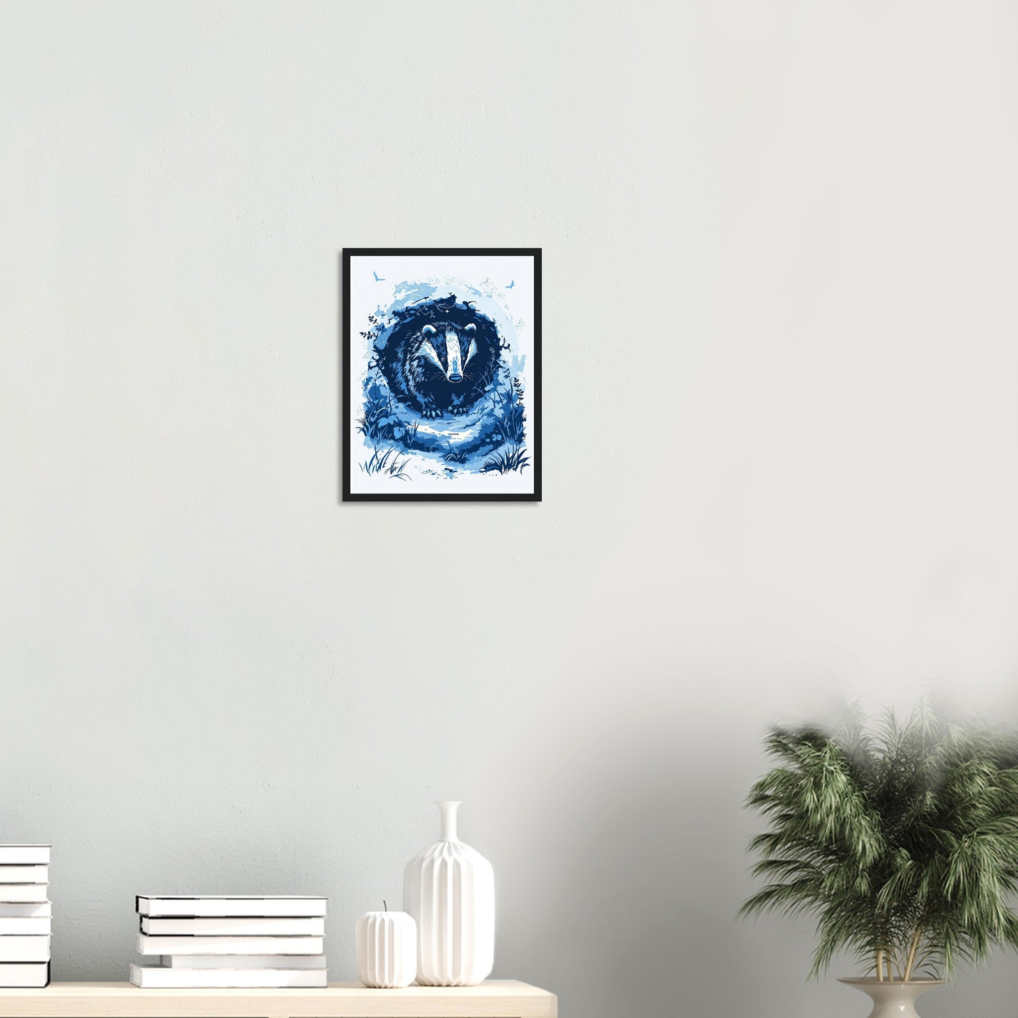 Badger Moonlight Framed Print Wall Art Ready to Hang UK — Framed Art Print | Wild Thread Co
