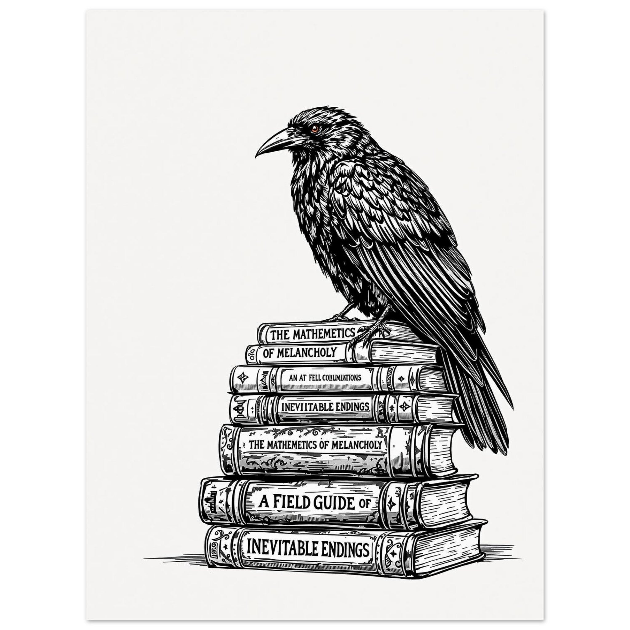 Dark Academia Raven Library Art Print Art Print — detail view | Wild Thread Co