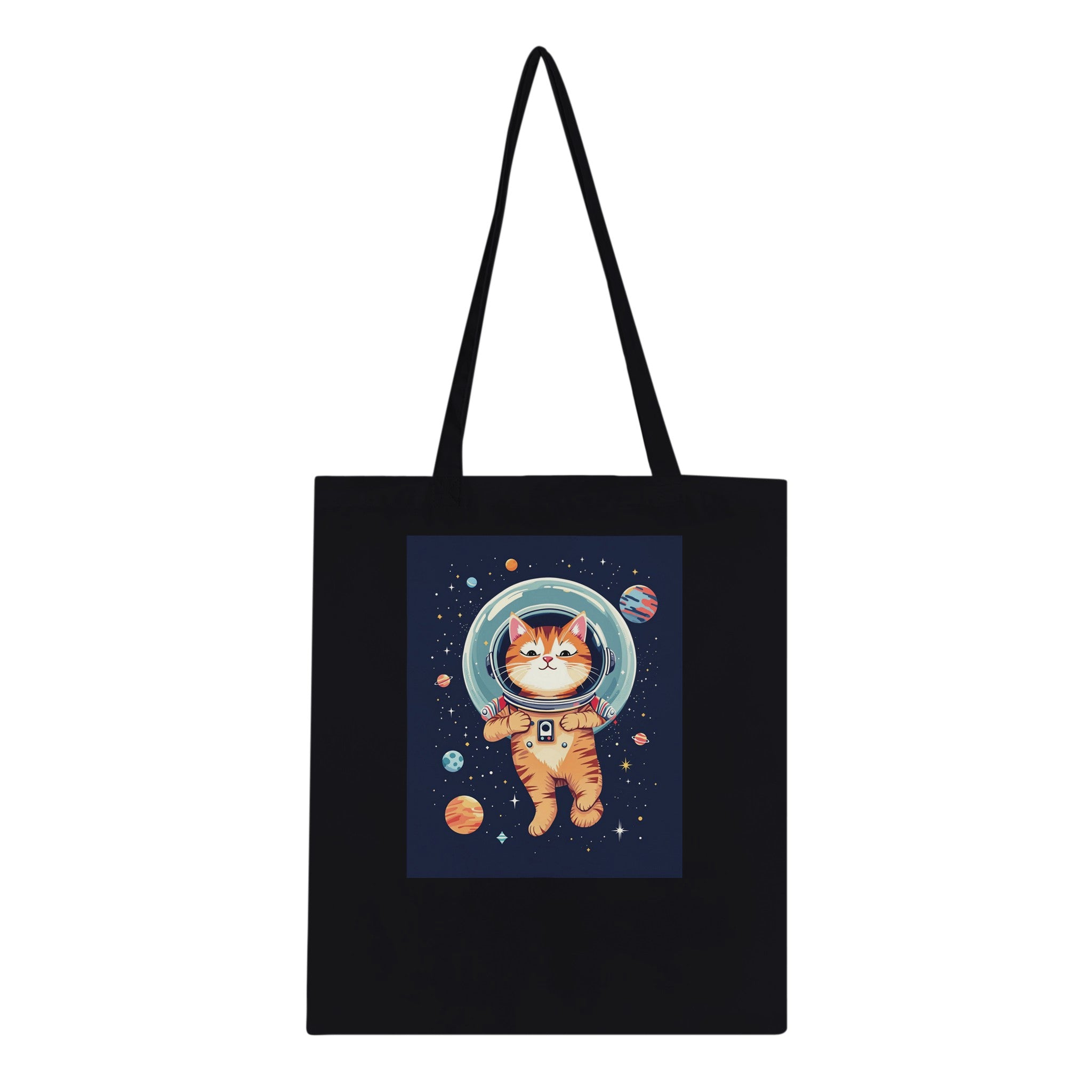 Cat Astronaut Tote Bag Cotton Shopper UK Tote Bag — detail view | Wild Thread Co