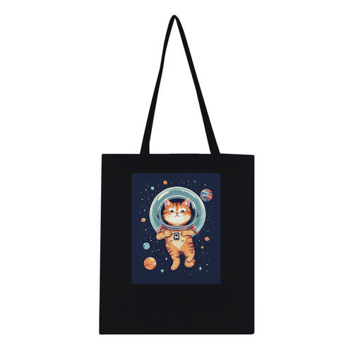 Cat Astronaut Tote Bag Cotton Shopper UK Tote Bag — detail view | Wild Thread Co