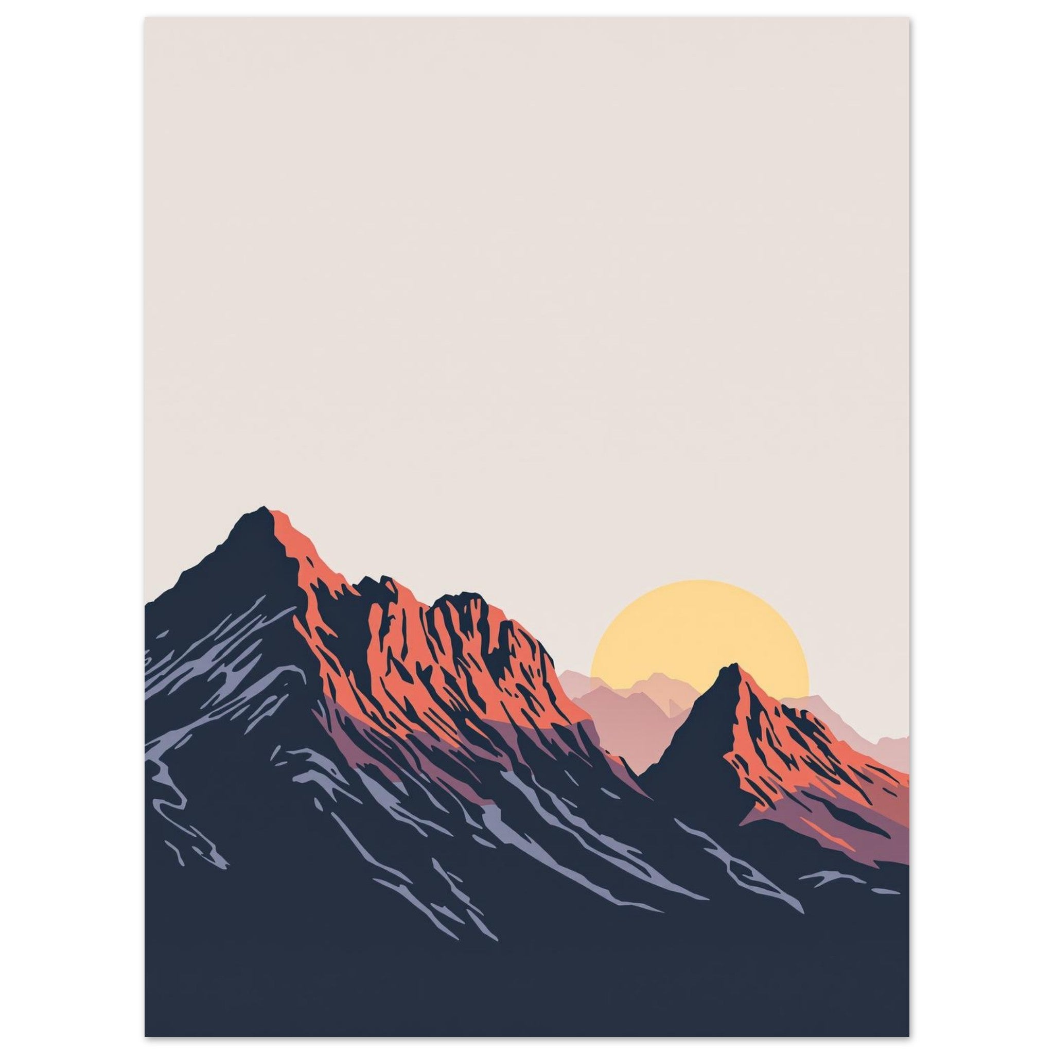 Langdale Pikes Silhouette Lake District A1 UK Art Print Art Print — detail view | Wild Thread Co