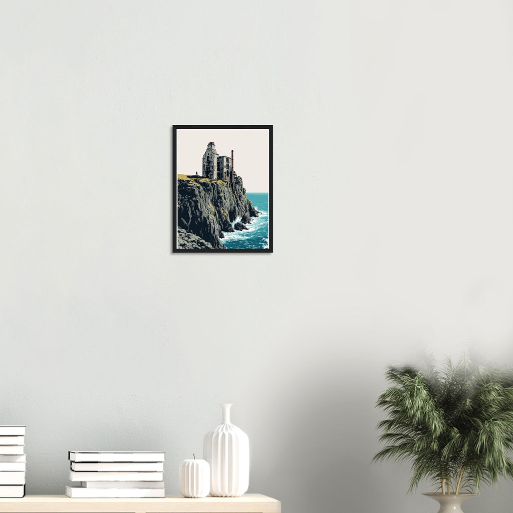 Cornish Tin Mine Cliff Framed Art Print — detail view | Wild Thread Co