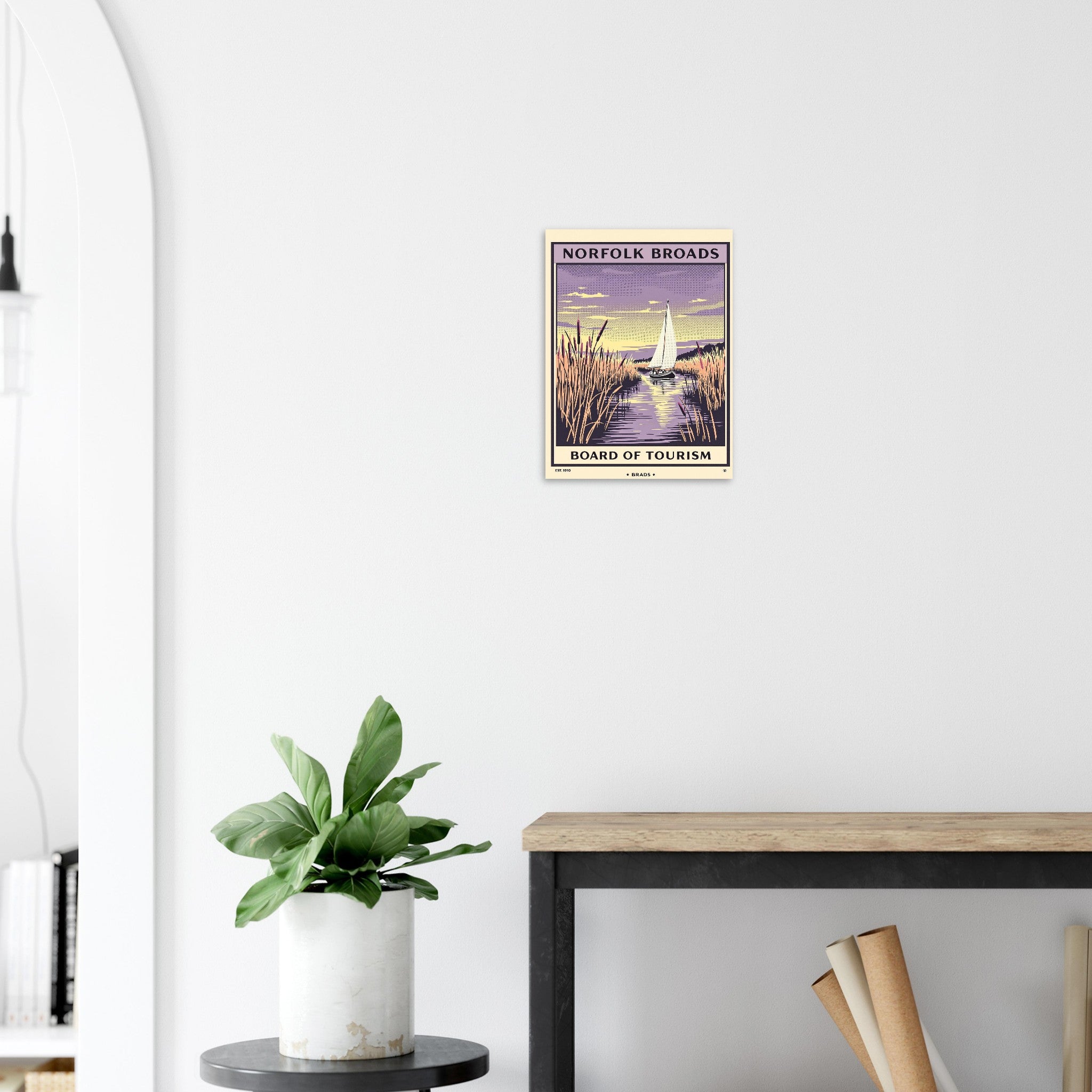 Norfolk Broads Vintage Travel Poster Art Print — detail view | Wild Thread Co