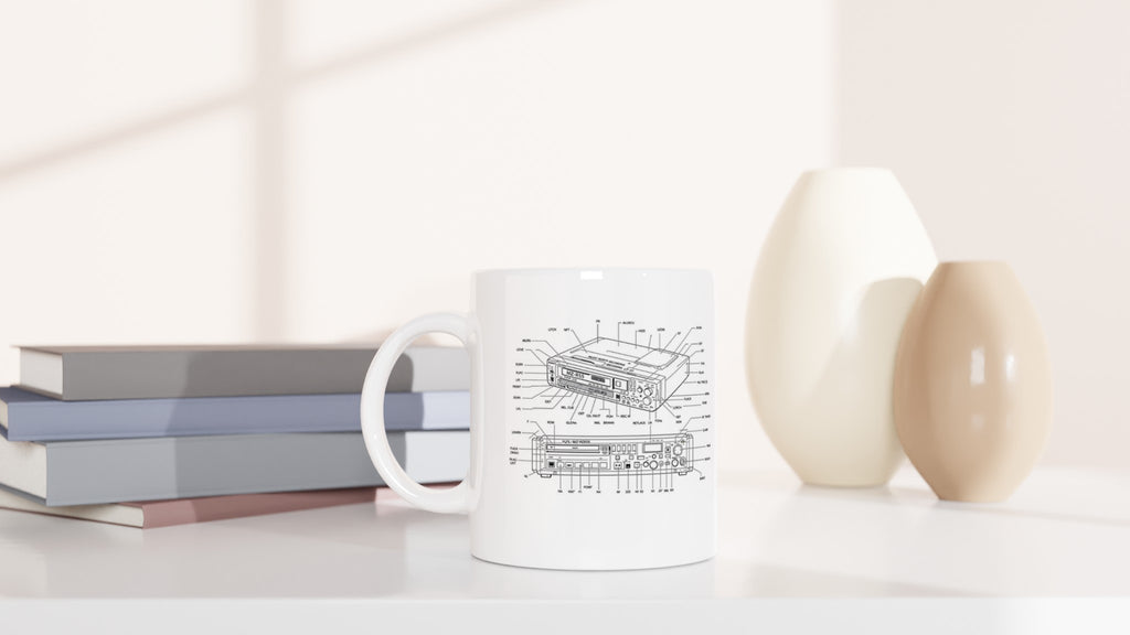 Minidisc Player Technical Illustration Mug — detail view | Wild Thread Co