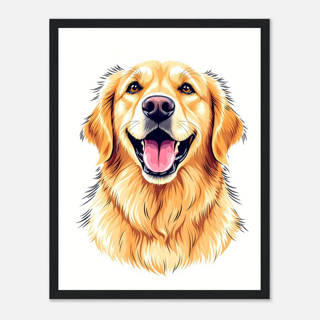 Golden Retriever Smile Art Framed Print Wall Art Ready to Hang UK — Framed Art Print | Wild Thread Co