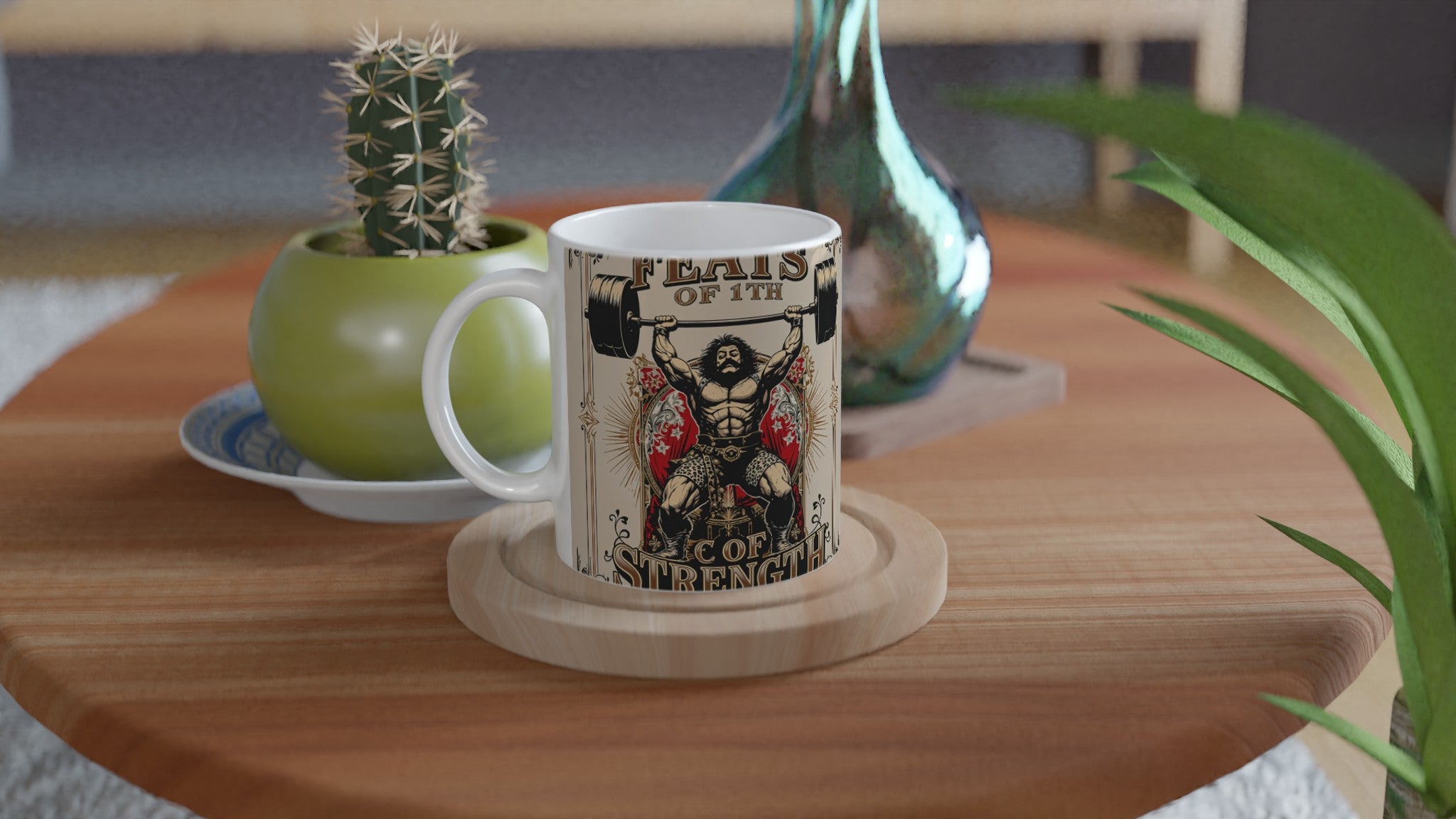 Victorian Circus Strongman Mug — detail view | Wild Thread Co