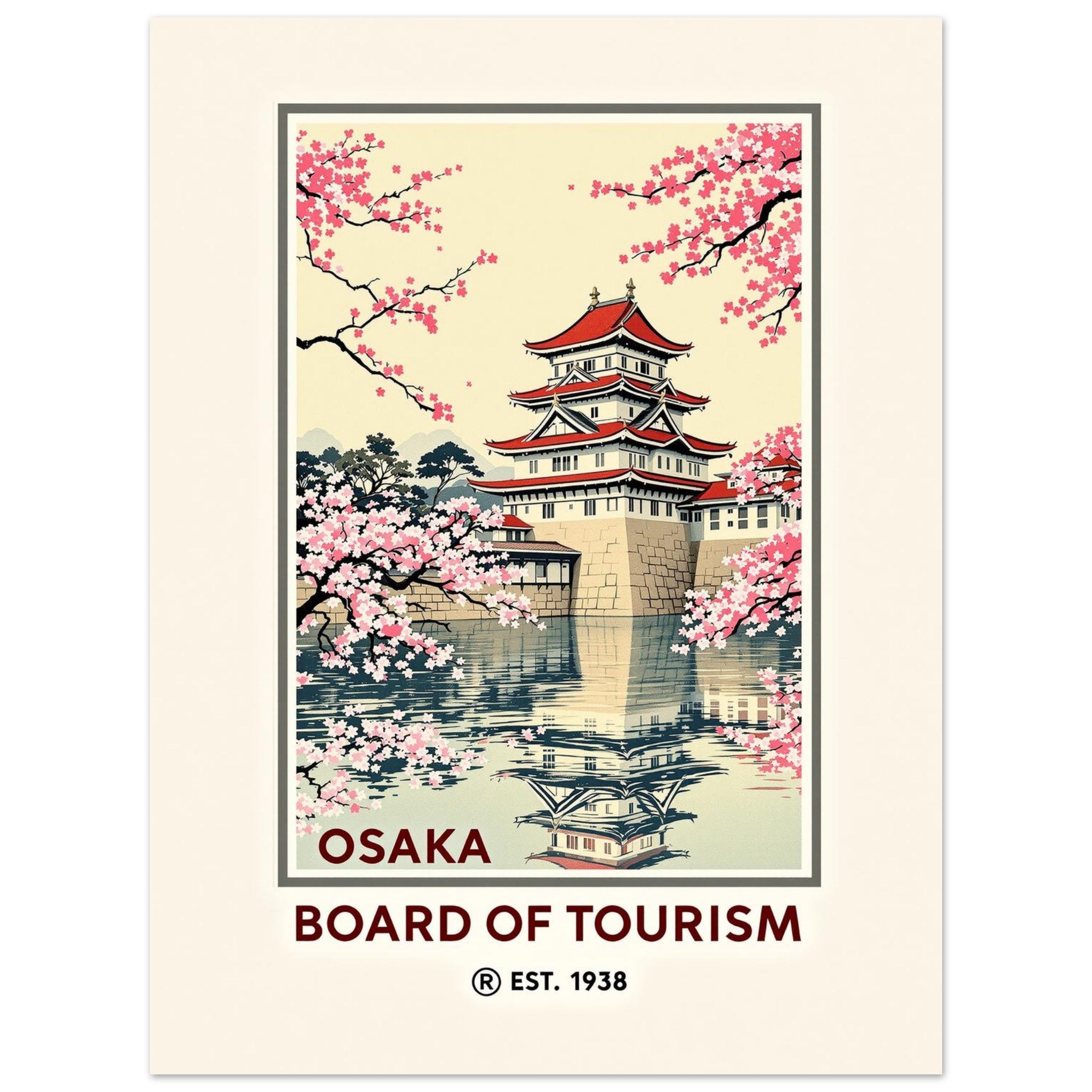 Osaka Vintage Travel Poster Art Print — detail view | Wild Thread Co