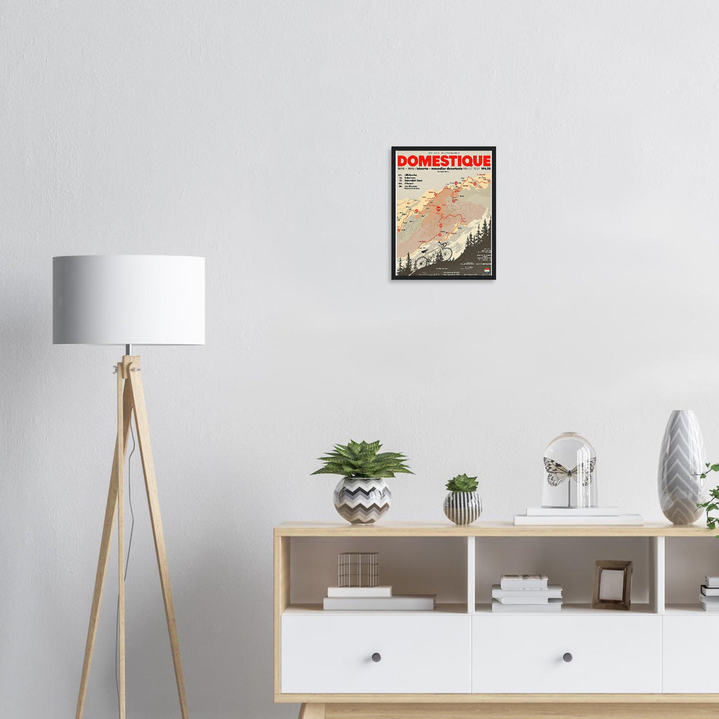 Retro Cycling Domestique Framed Print Wall Art Ready to Hang UK Framed Art Print — detail view | Wild Thread Co