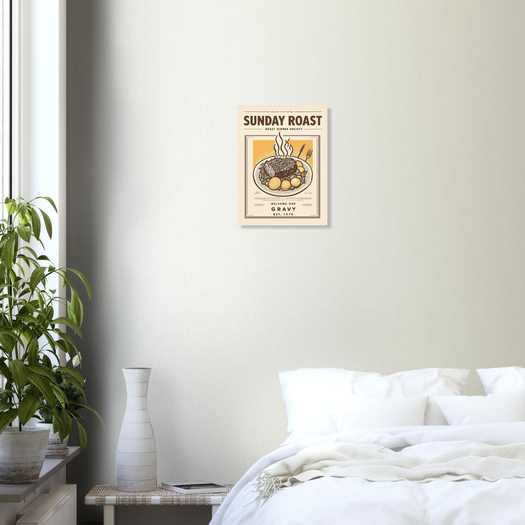 Sunday Roast Vintage Travel Poster Art Print — detail view | Wild Thread Co