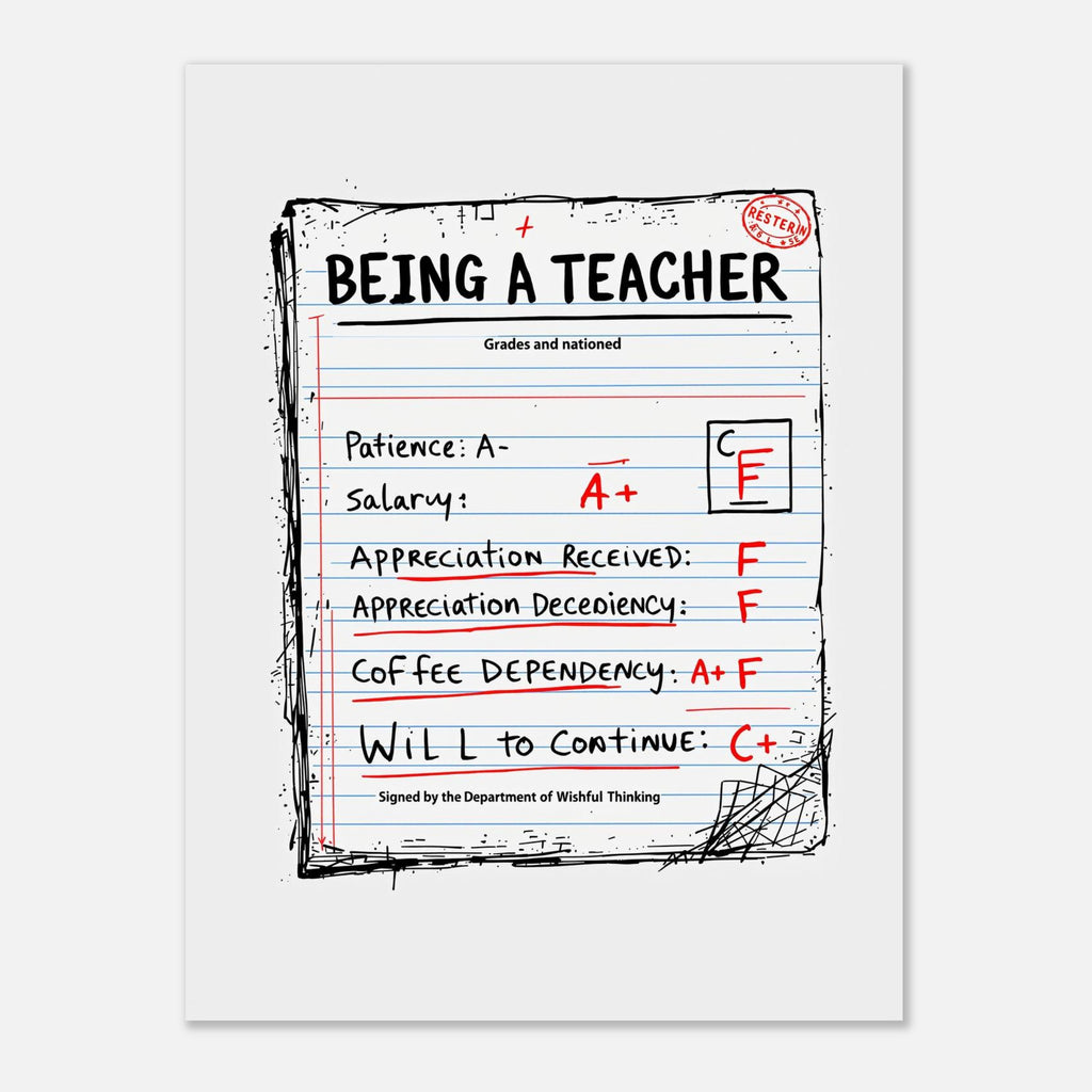 Funny Teacher Report Card Design Gift Humour Uk T-Shirt Unisex Cotton Tee UK — T-Shirt | Wild Thread Co