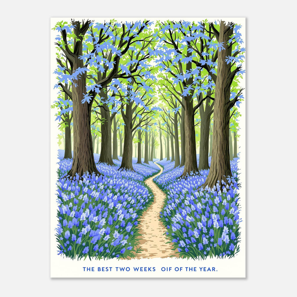 Bluebell Wood Ancient Oak British Spring A1 Art UK Art Print Art Print — detail view | Wild Thread Co