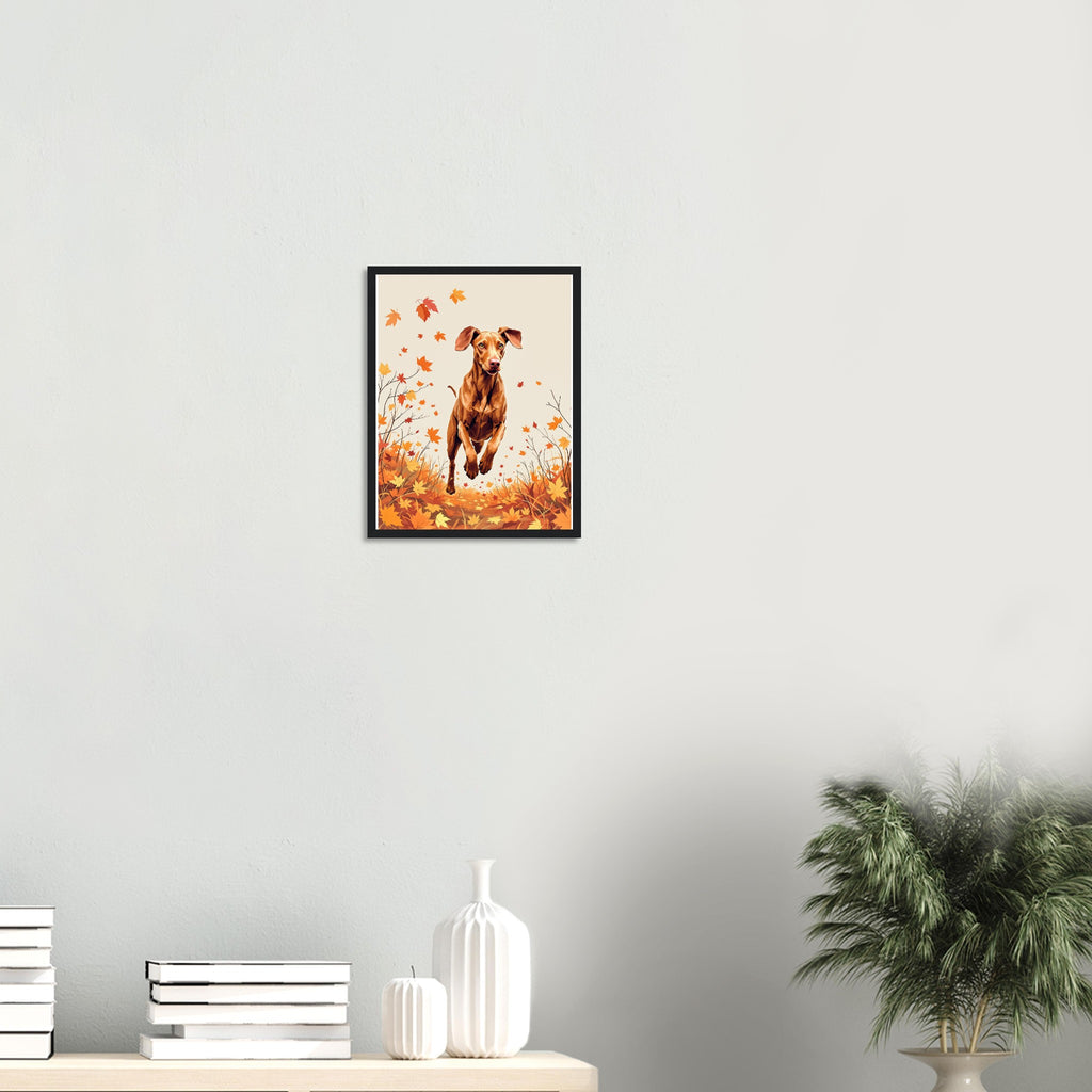 Vizsla Autumn Framed Art Print — detail view | Wild Thread Co