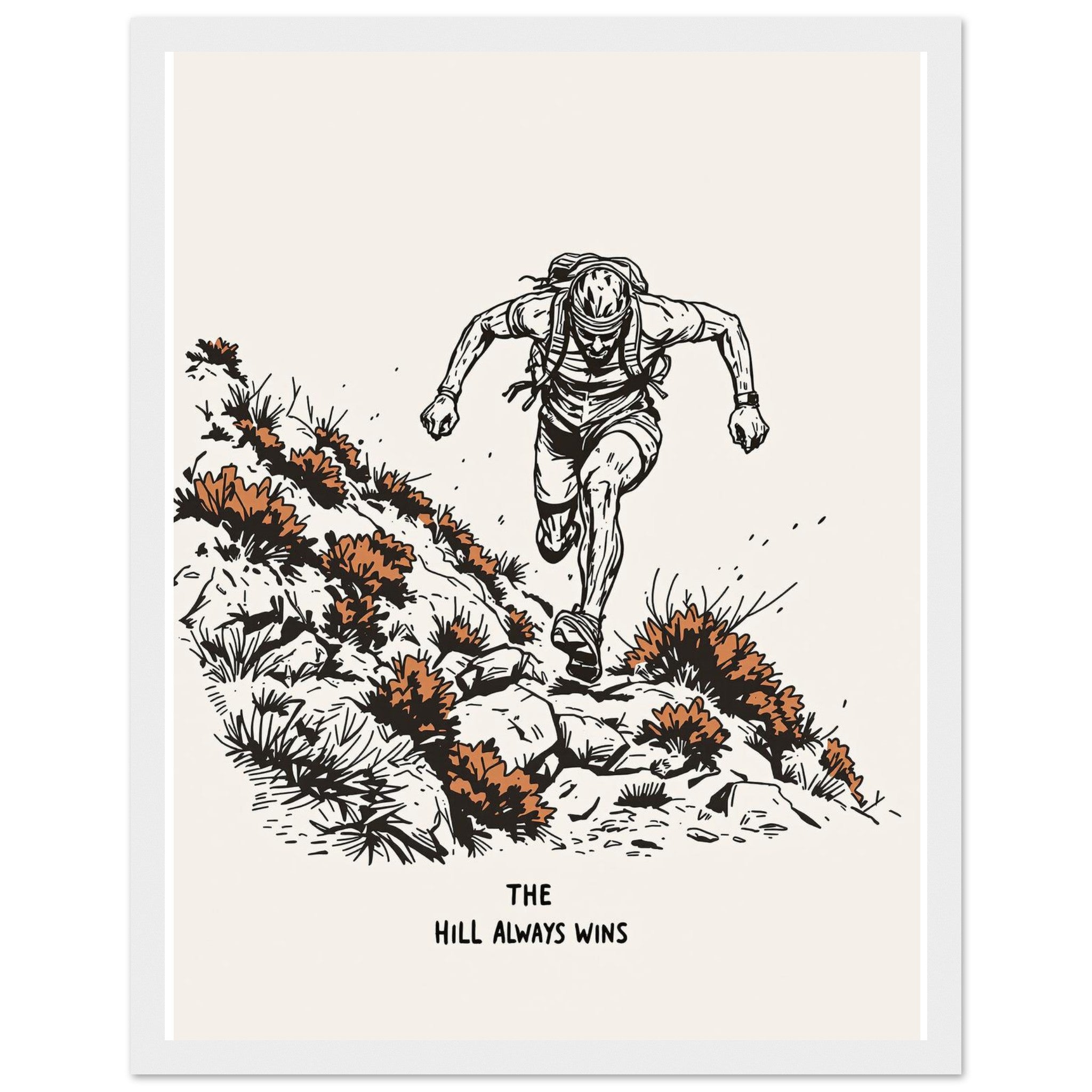 Trail Running Uphill Framed Print Wall Art Ready to Hang UK Framed Art Print — detail view | Wild Thread Co