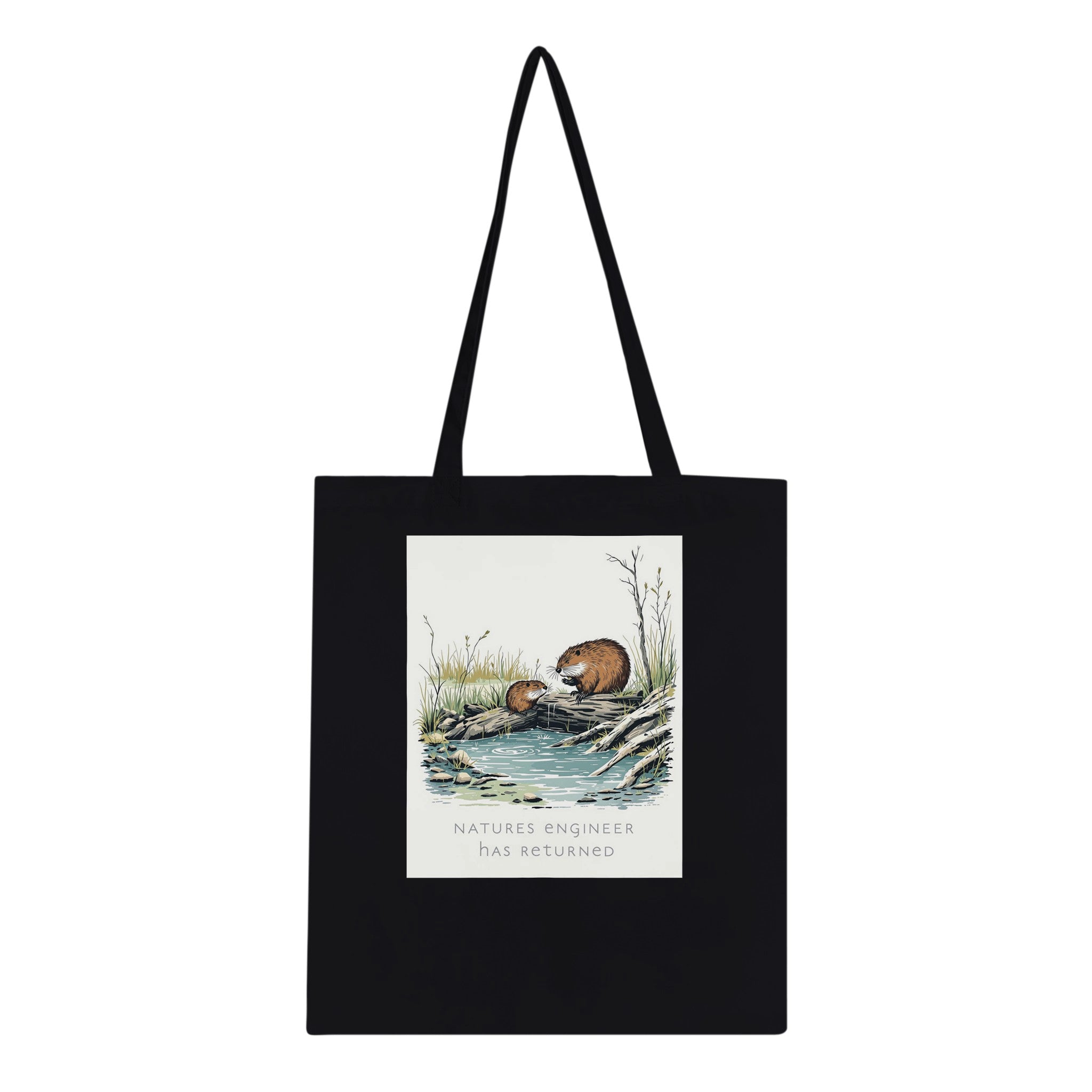 Beaver Rewilding Dam Builder Tote Bag Cotton Shopper UK Tote Bag — detail view | Wild Thread Co