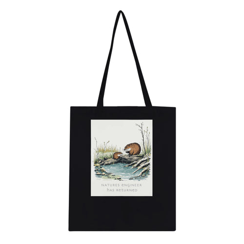 Beaver Rewilding Dam Builder Tote Bag Cotton Shopper UK Tote Bag — detail view | Wild Thread Co