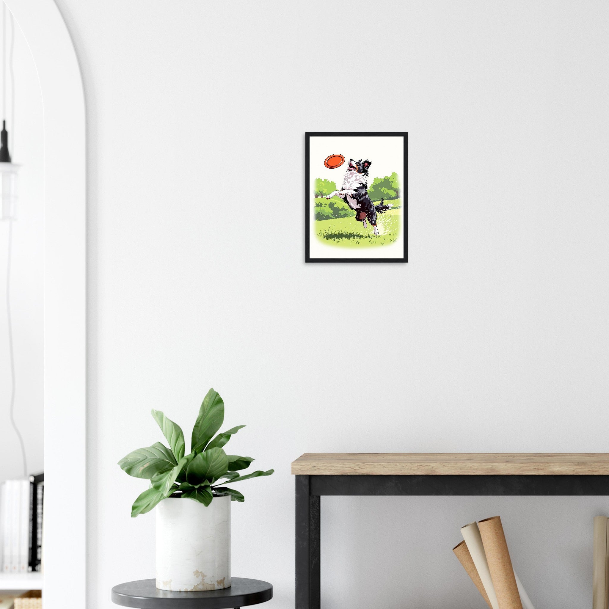 Border Collie Action Framed Print Wall Art Ready to Hang UK Framed Art Print — detail view | Wild Thread Co