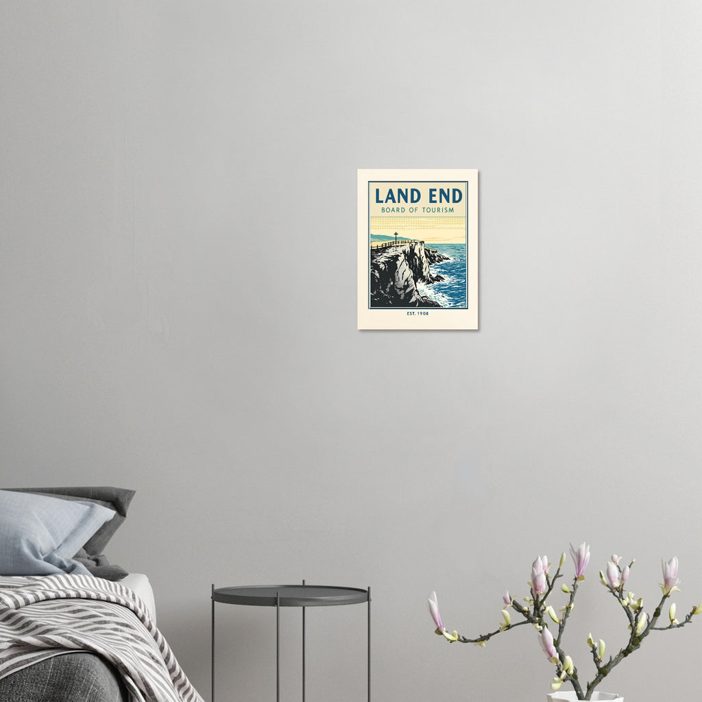 Land End Vintage Travel Poster Art Print — detail view | Wild Thread Co