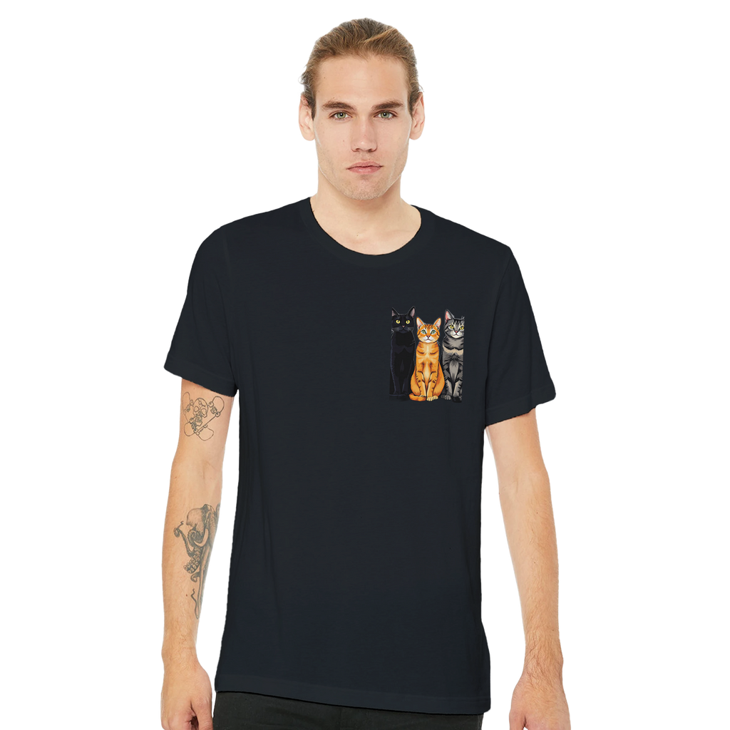 Three Cats In A Row T-Shirt — detail view | Wild Thread Co