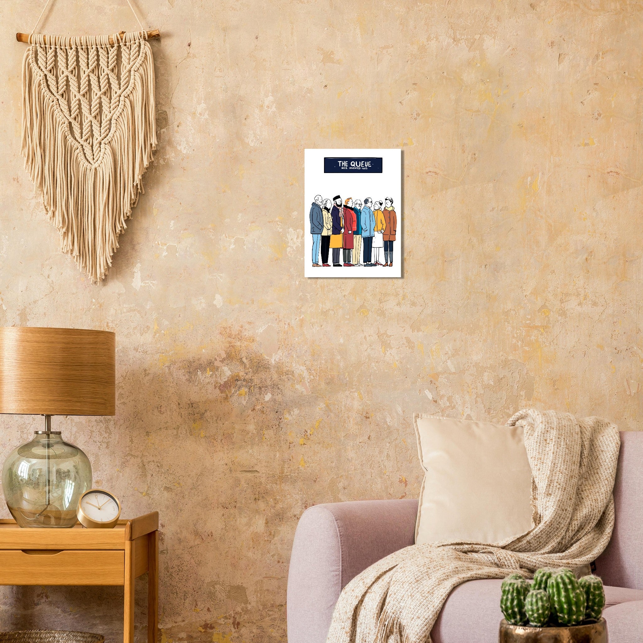 The Queue British Humour A1 Art Print Art Print — detail view | Wild Thread Co