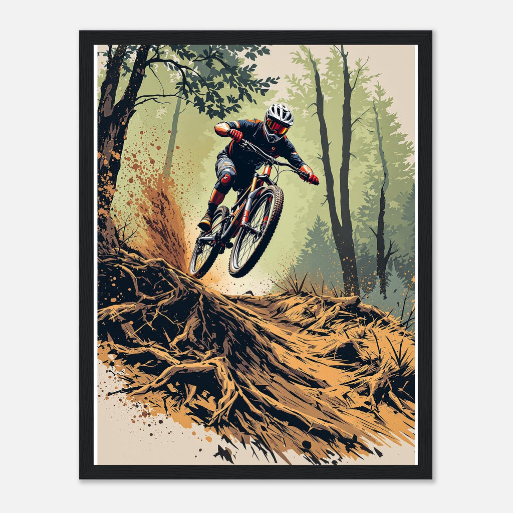 Mountain Biking Descent Framed Art Print — detail view | Wild Thread Co