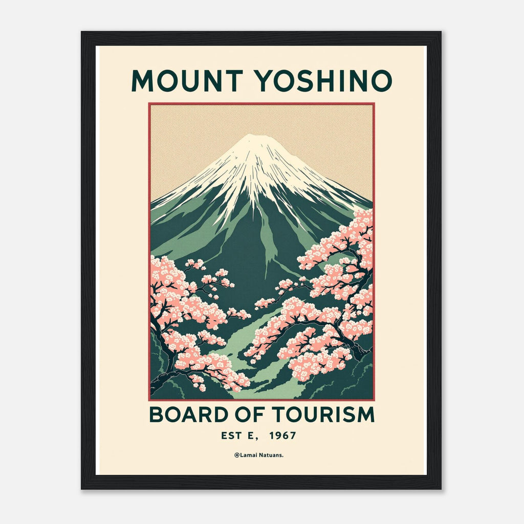 Mount Yoshino Vintage Travel Poster Framed Art Print — detail view | Wild Thread Co