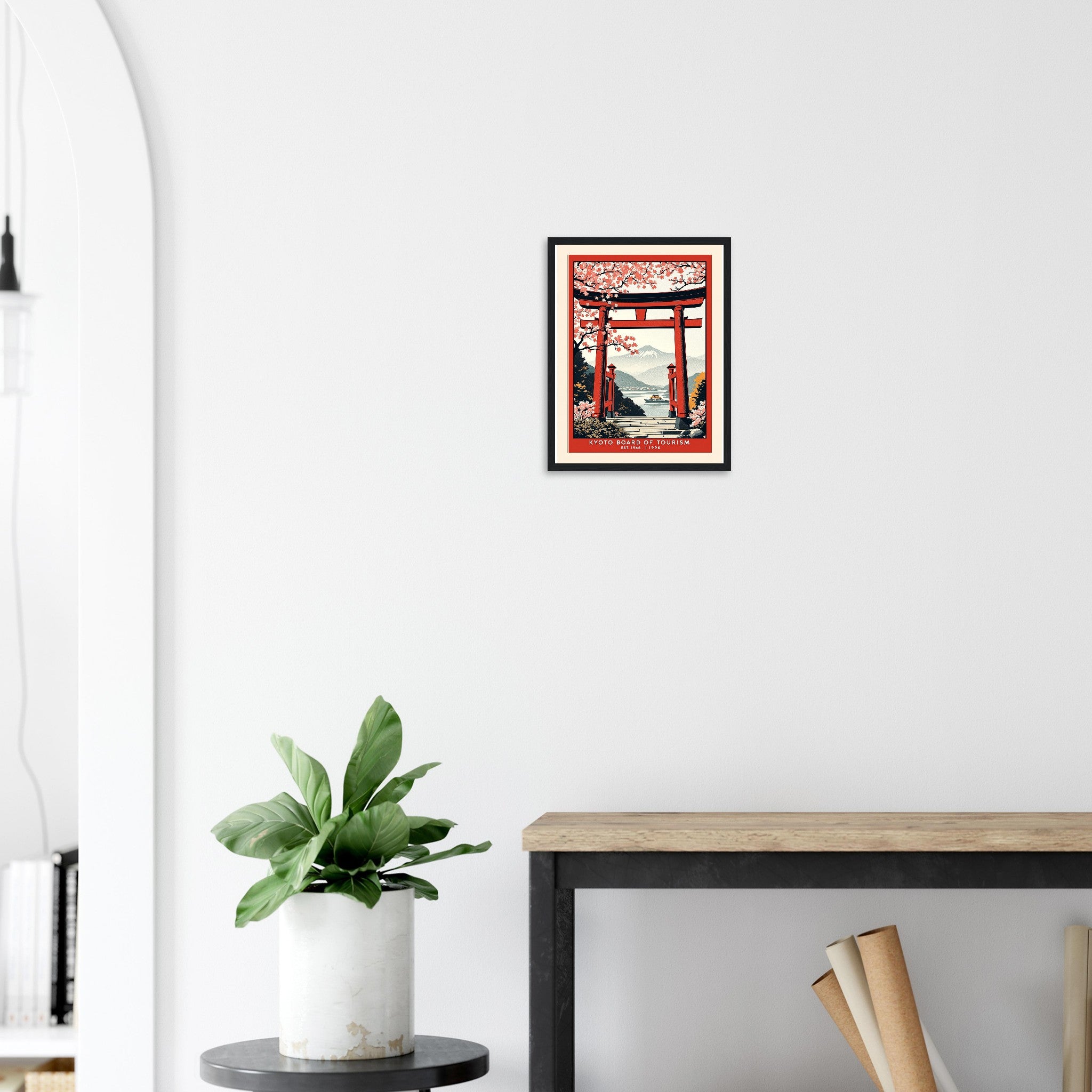 Kyoto Vintage Travel Poster Framed Art Print — detail view | Wild Thread Co