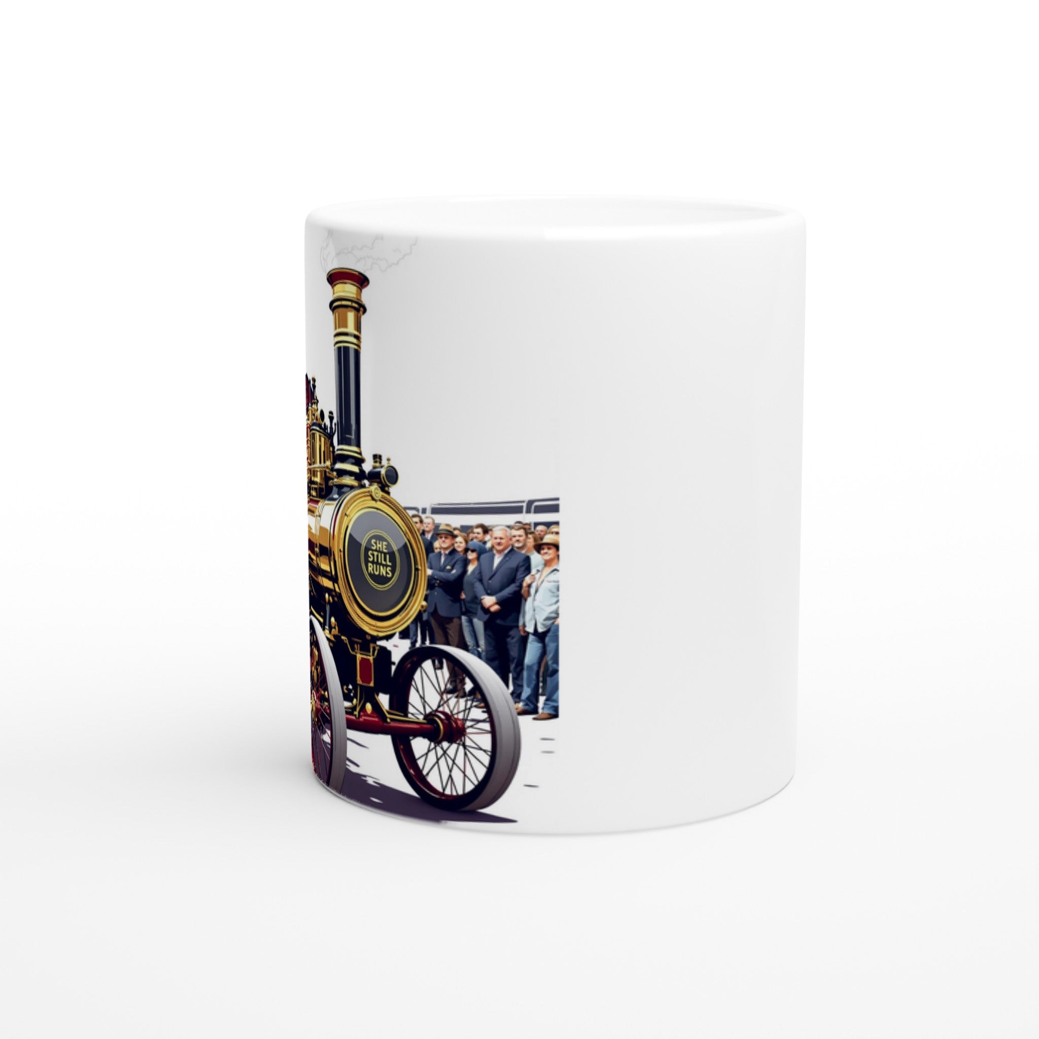 Steam Traction Engine Rally Mug — detail view | Wild Thread Co