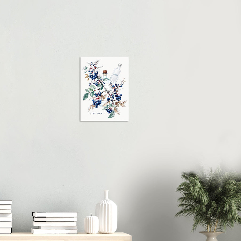 Sloe Gin A1 Blackthorn Berry Frost Art UK Art Print Poster Wall Art UK UK Gift Art Print — detail view | Wild Thread Co