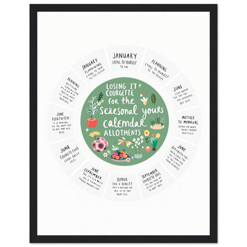 Allotment Circular Seasonal Calendar Framed Print Wall Art Ready to Hang UK — Framed Art Print | Wild Thread Co