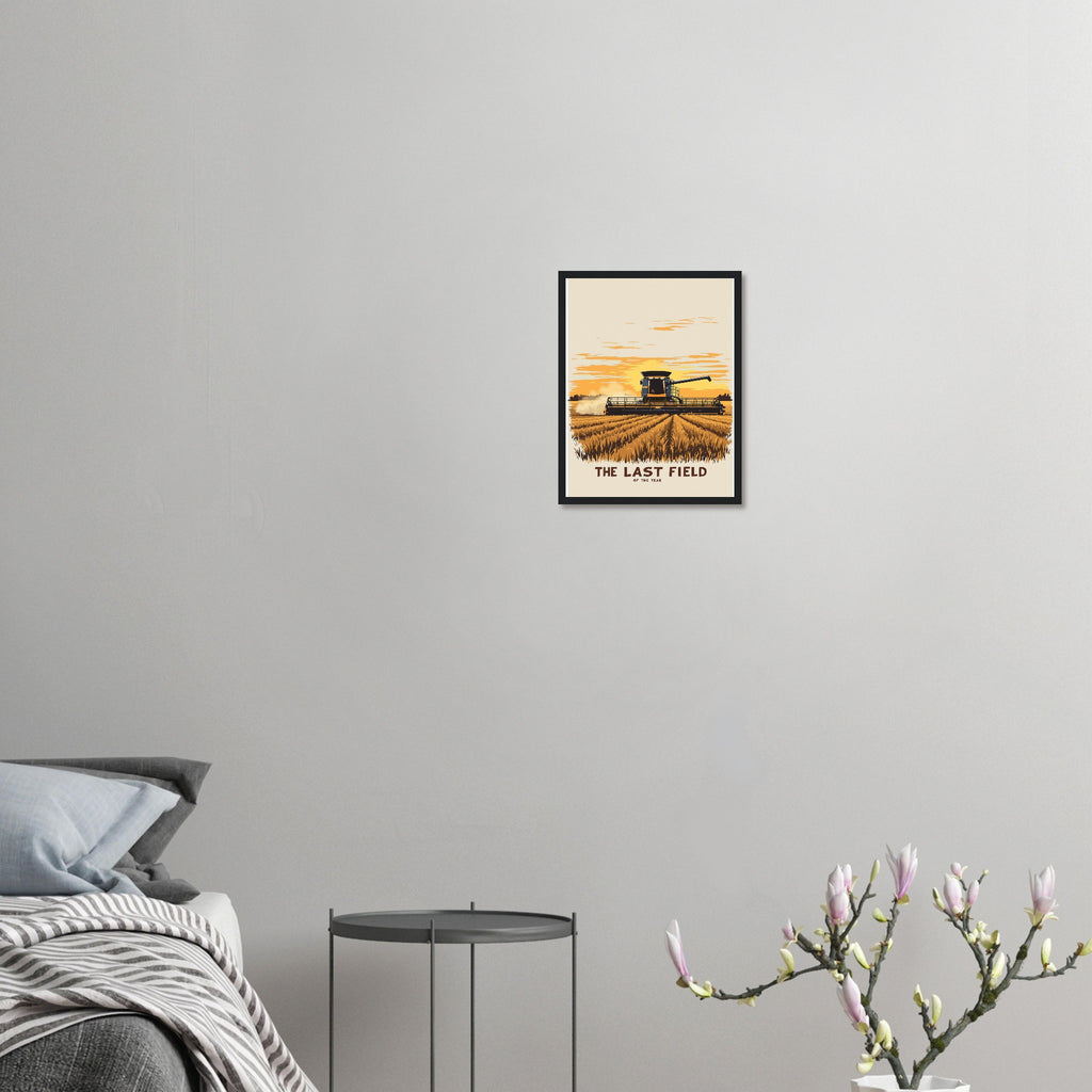 Combine Harvester Dusk Final Field Framed Art Print — detail view | Wild Thread Co
