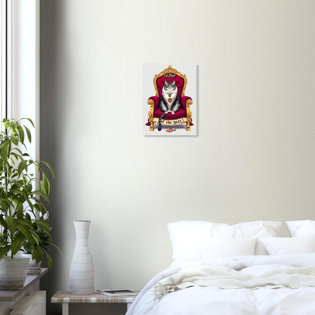 Cat Mum of the Year Royal Portrait Art Print Art Print — detail view | Wild Thread Co