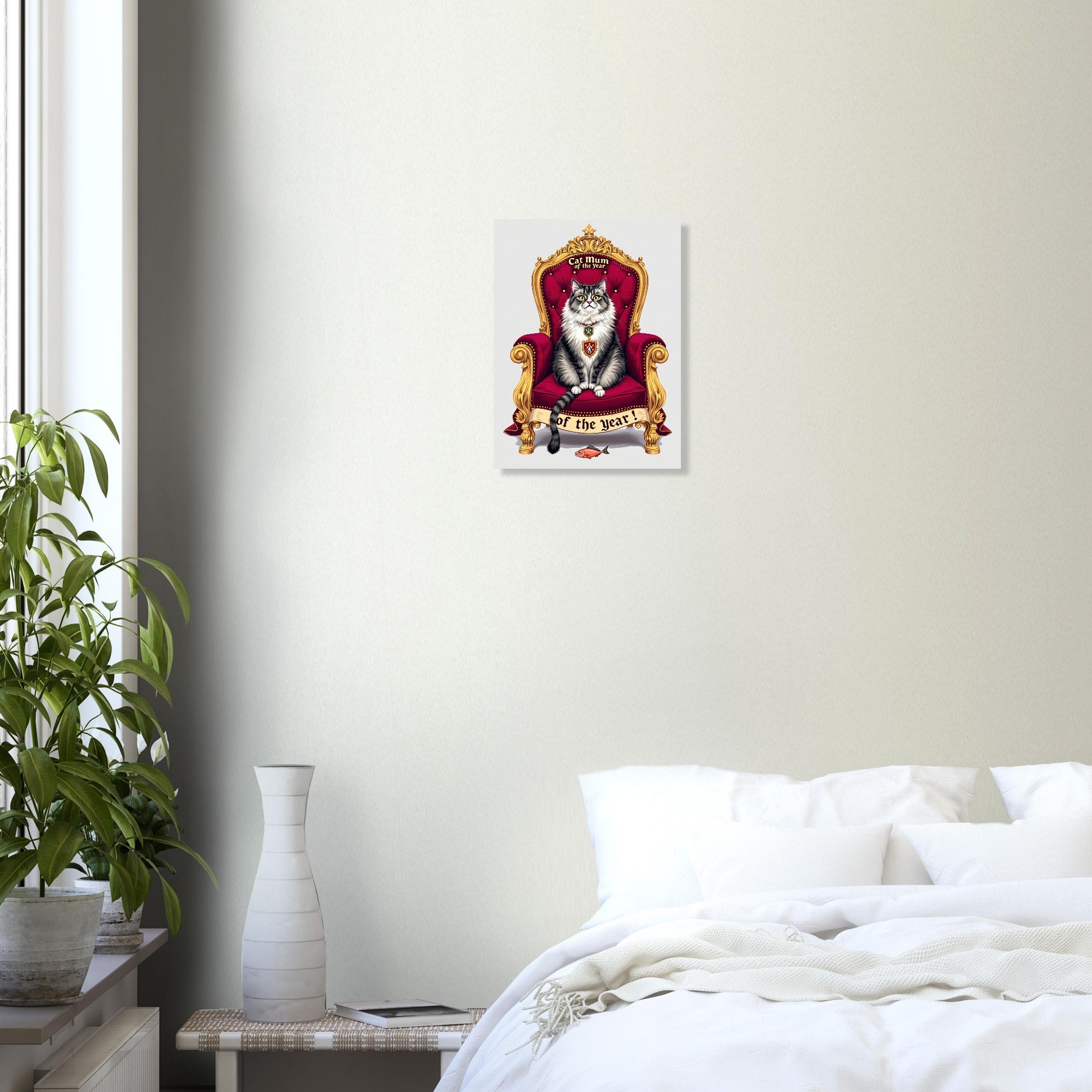 Cat Mum of the Year Royal Portrait Art Print Art Print — detail view | Wild Thread Co