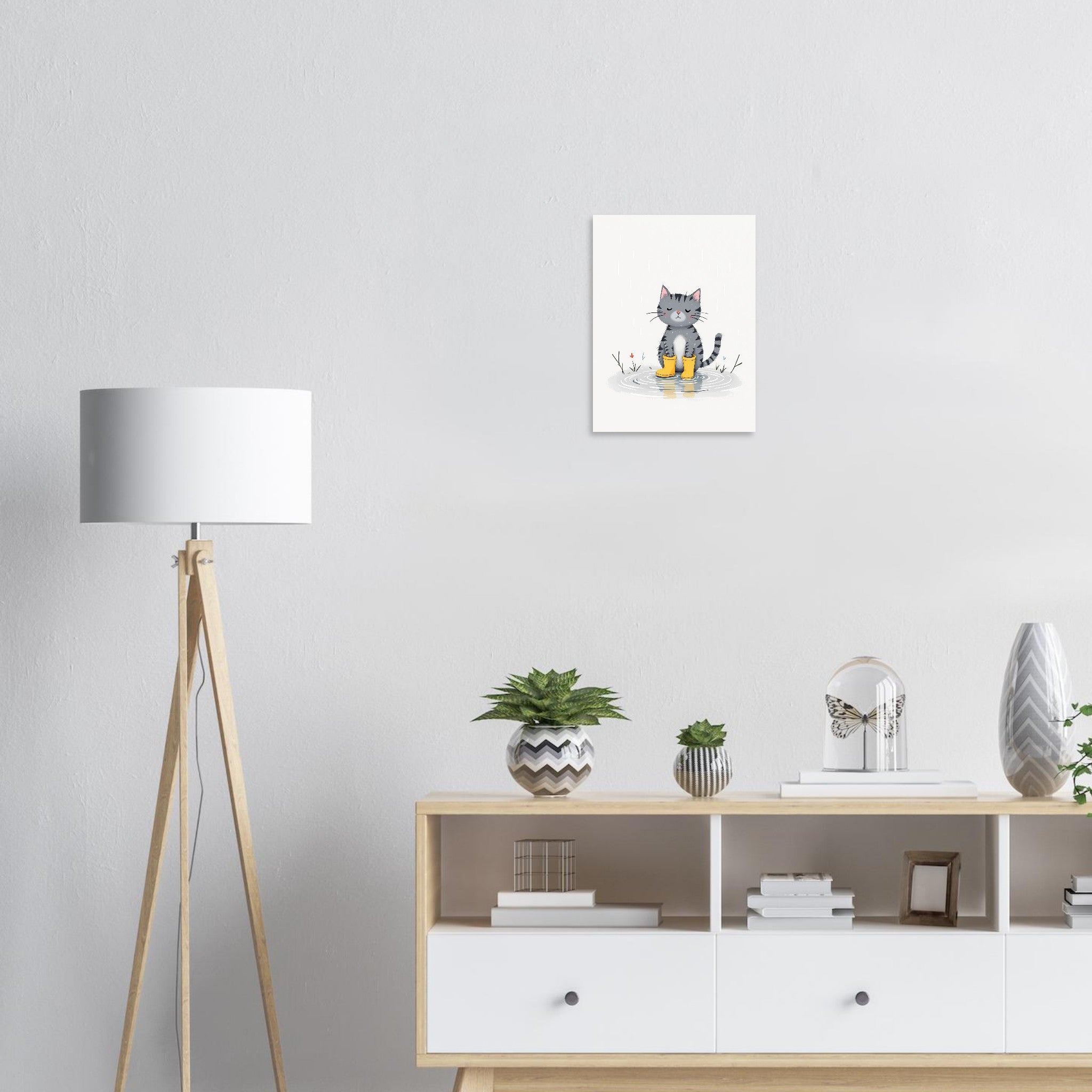 Cat In Rain Puddle Art Print — Art Print | Wild Thread Co UK